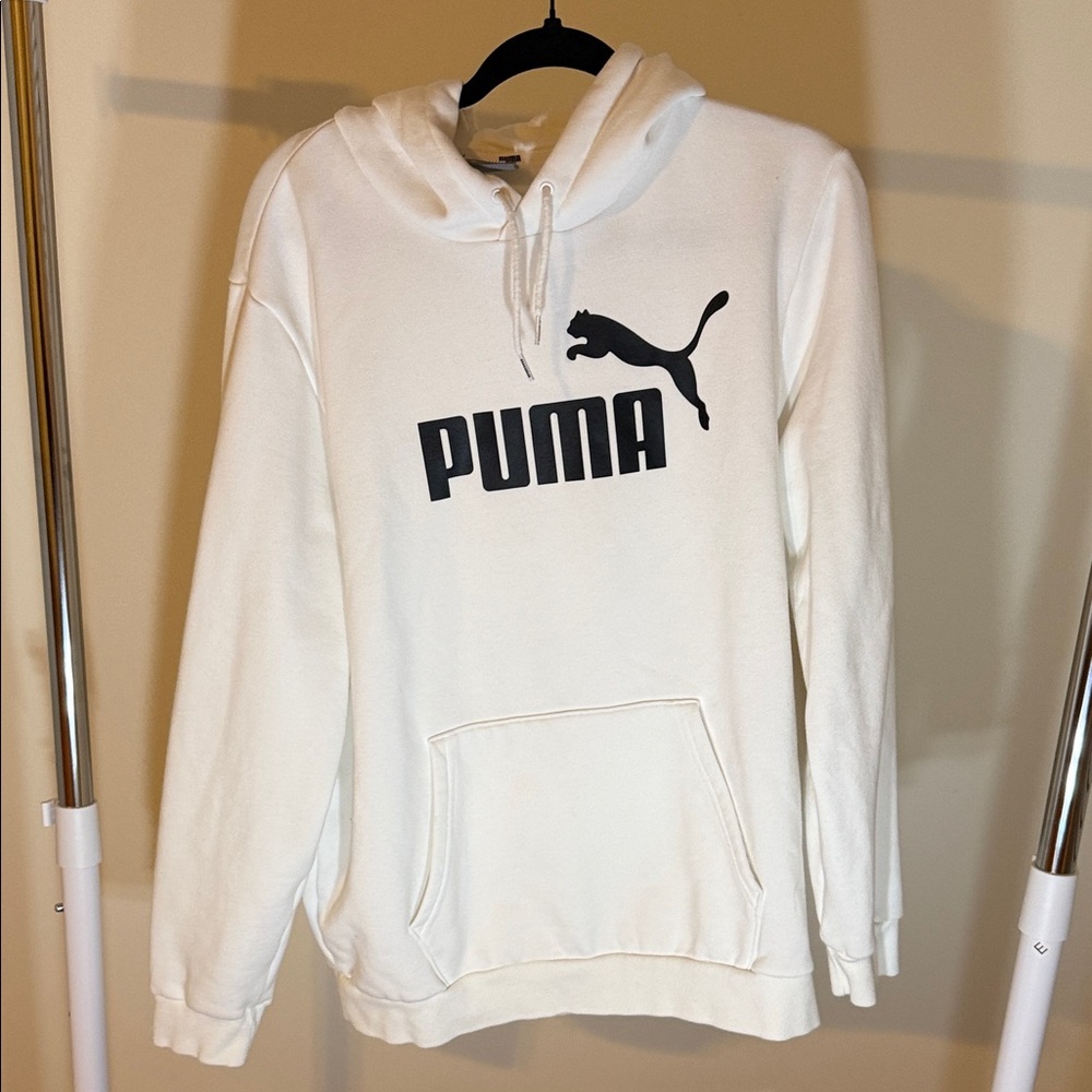 PUMA men or women’s  White Hoodie with Black Logo